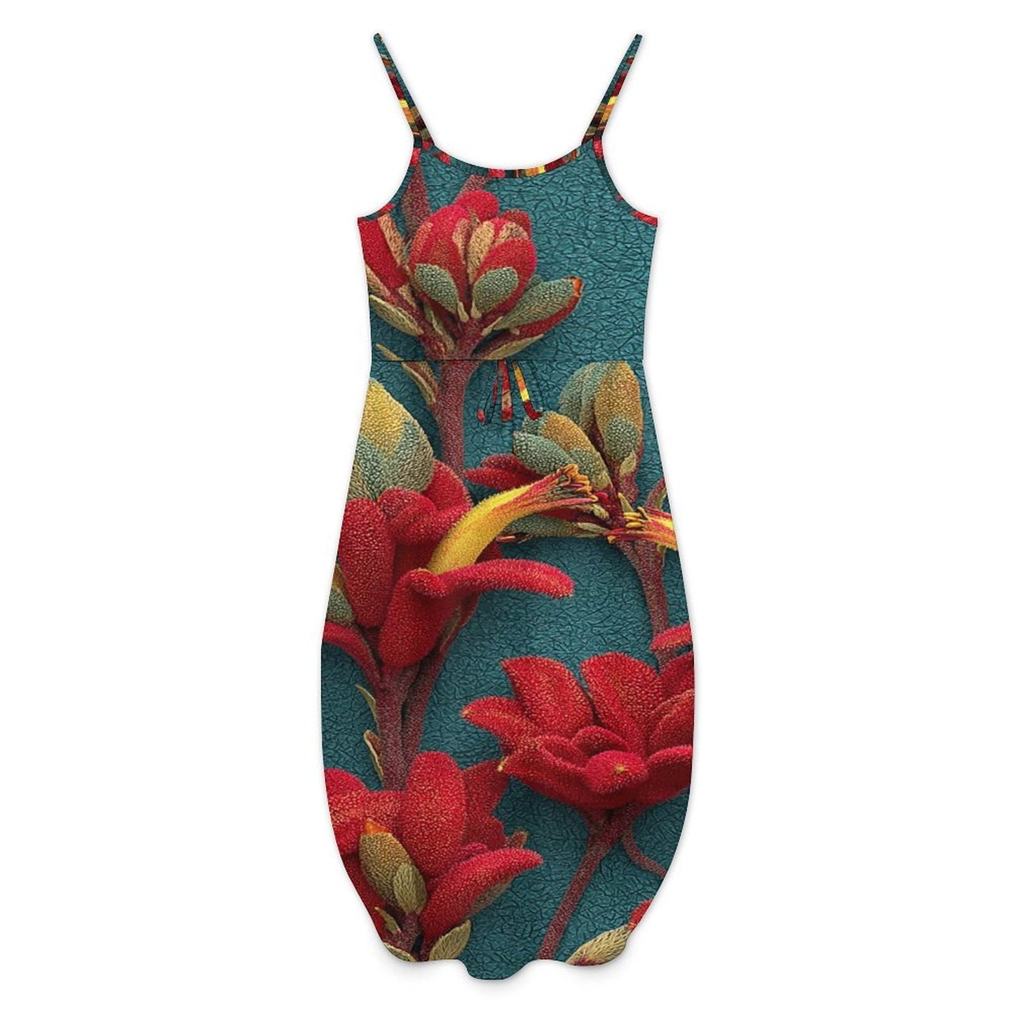 Custom Womens Spaghetti Strap Tie Waist Midi Dress