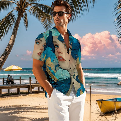 Siren’s Eyes: The Ethereal All-Over Print Button-Up