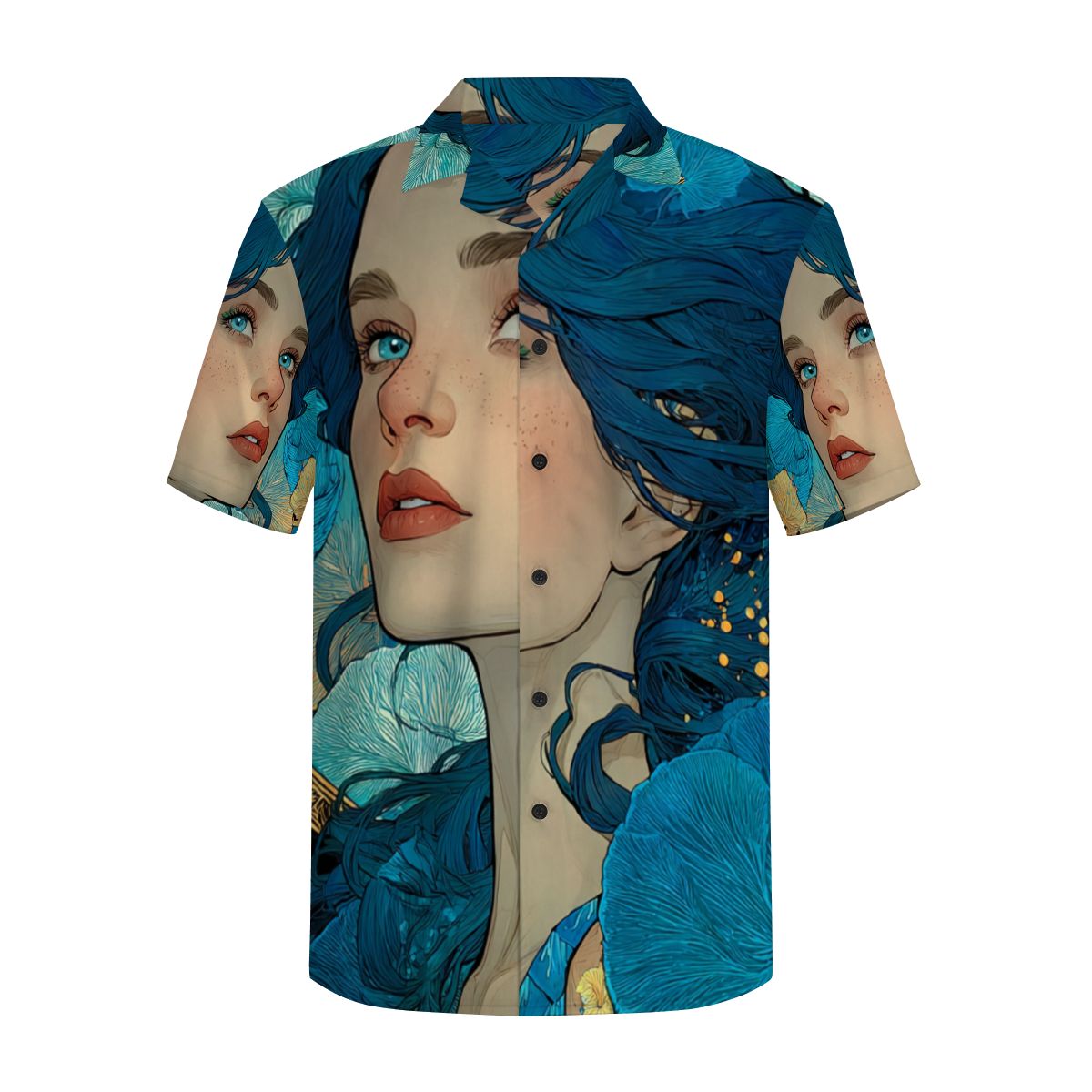 Siren’s Eyes: The Ethereal All-Over Print Button-Up