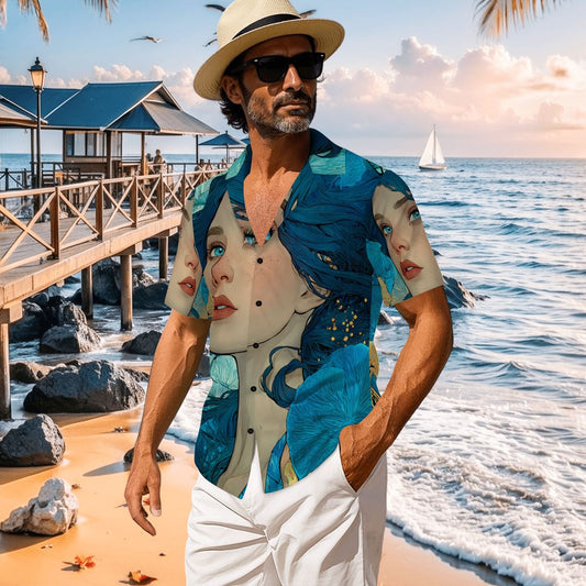 Siren’s Eyes: The Ethereal All-Over Print Button-Up