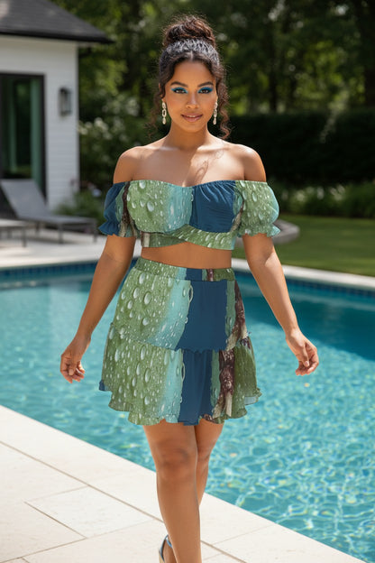 Dewy Indigo Apple Skirt Set