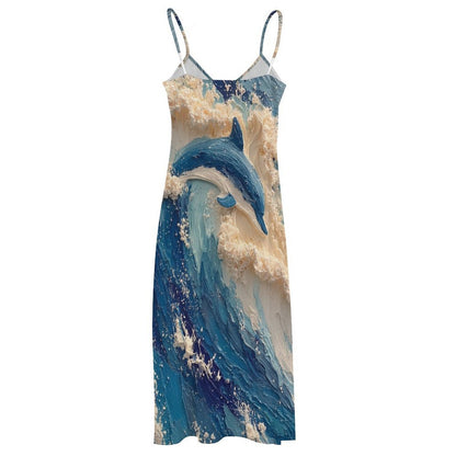 Women's Spaghetti Strap V-Neck Maxi Dress