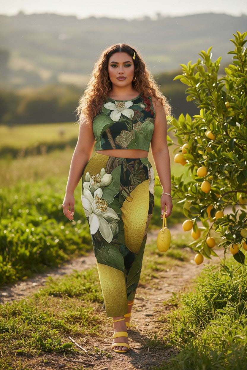 Citron Flowers Two-Piece Set