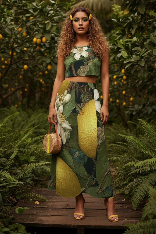 Citron Flowers Two-Piece Set