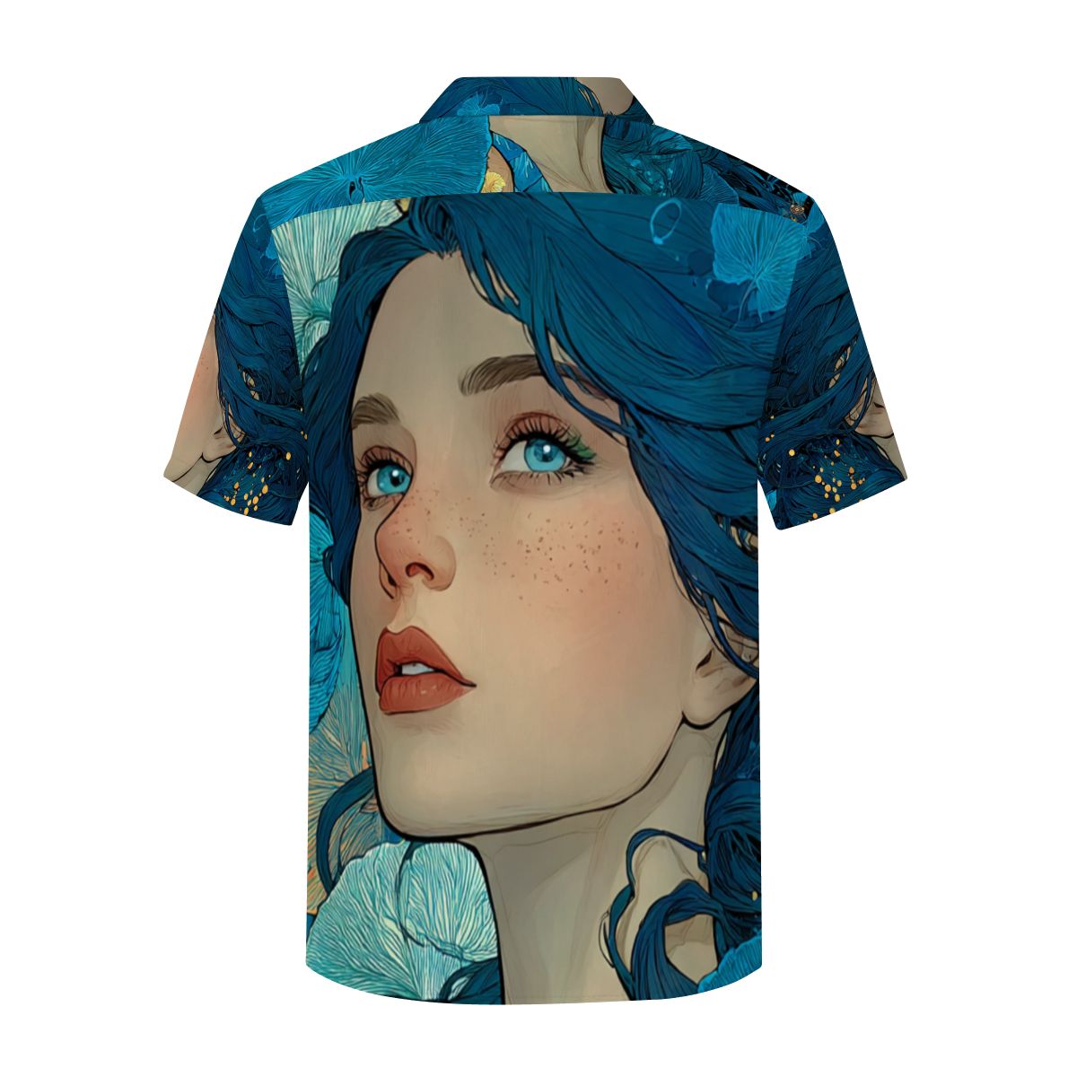 Siren’s Eyes: The Ethereal All-Over Print Button-Up