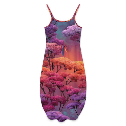 Custom Womens Spaghetti Strap Tie Waist Midi Dress