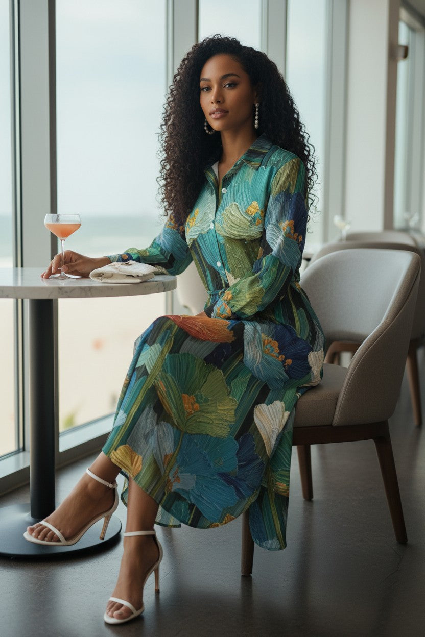 Spring Garden: The Botanical Sovereign Shirt Dress