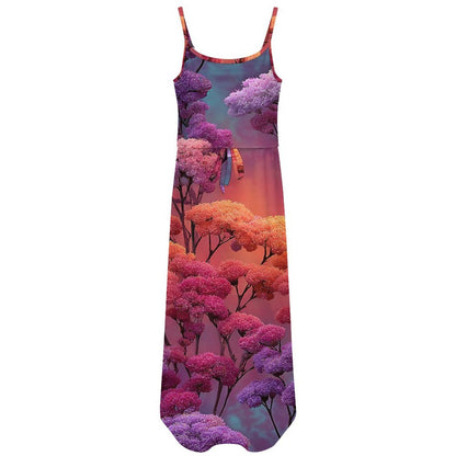 Custom Womens Spaghetti Strap Tie Waist Midi Dress