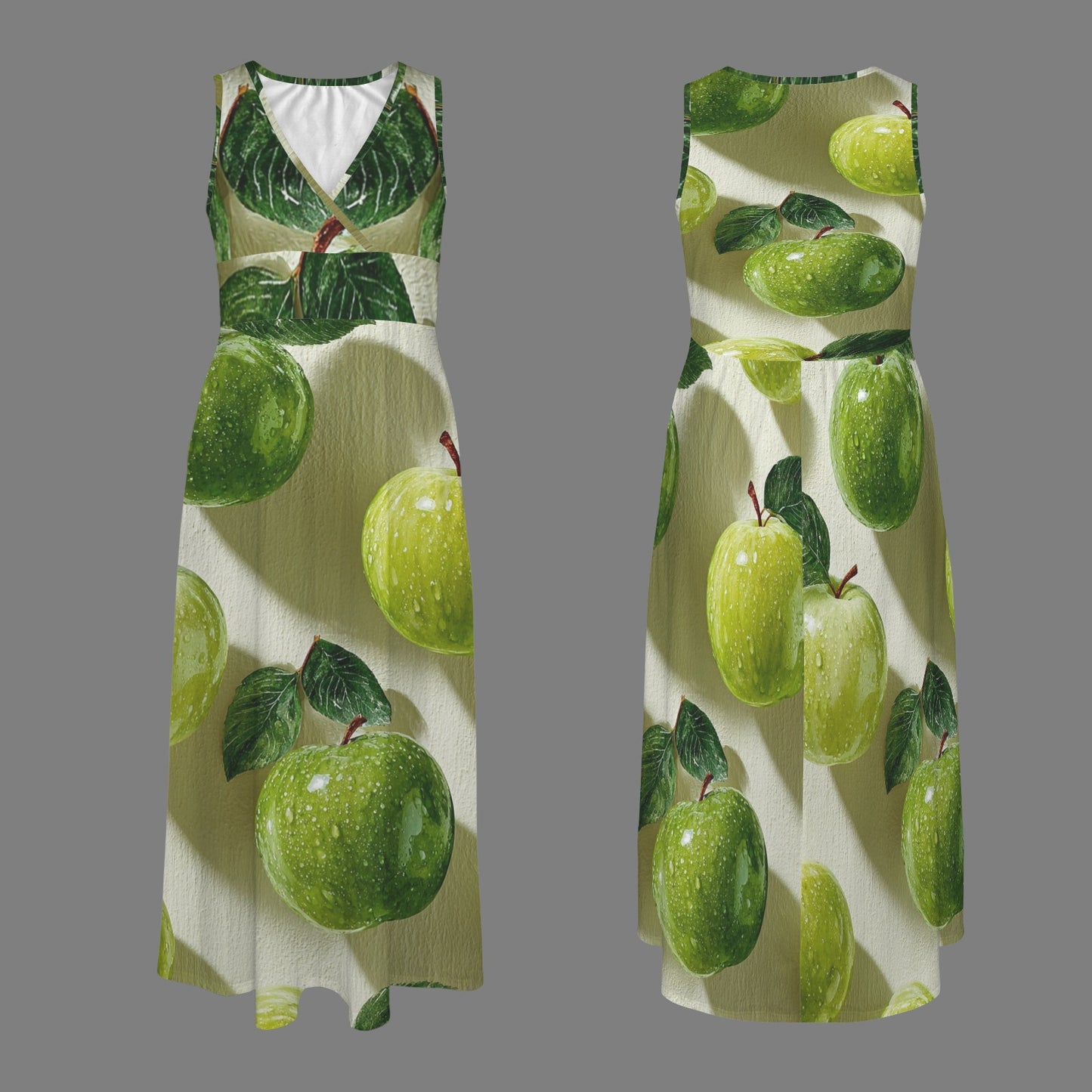 Maxi dress adorned with green apples
