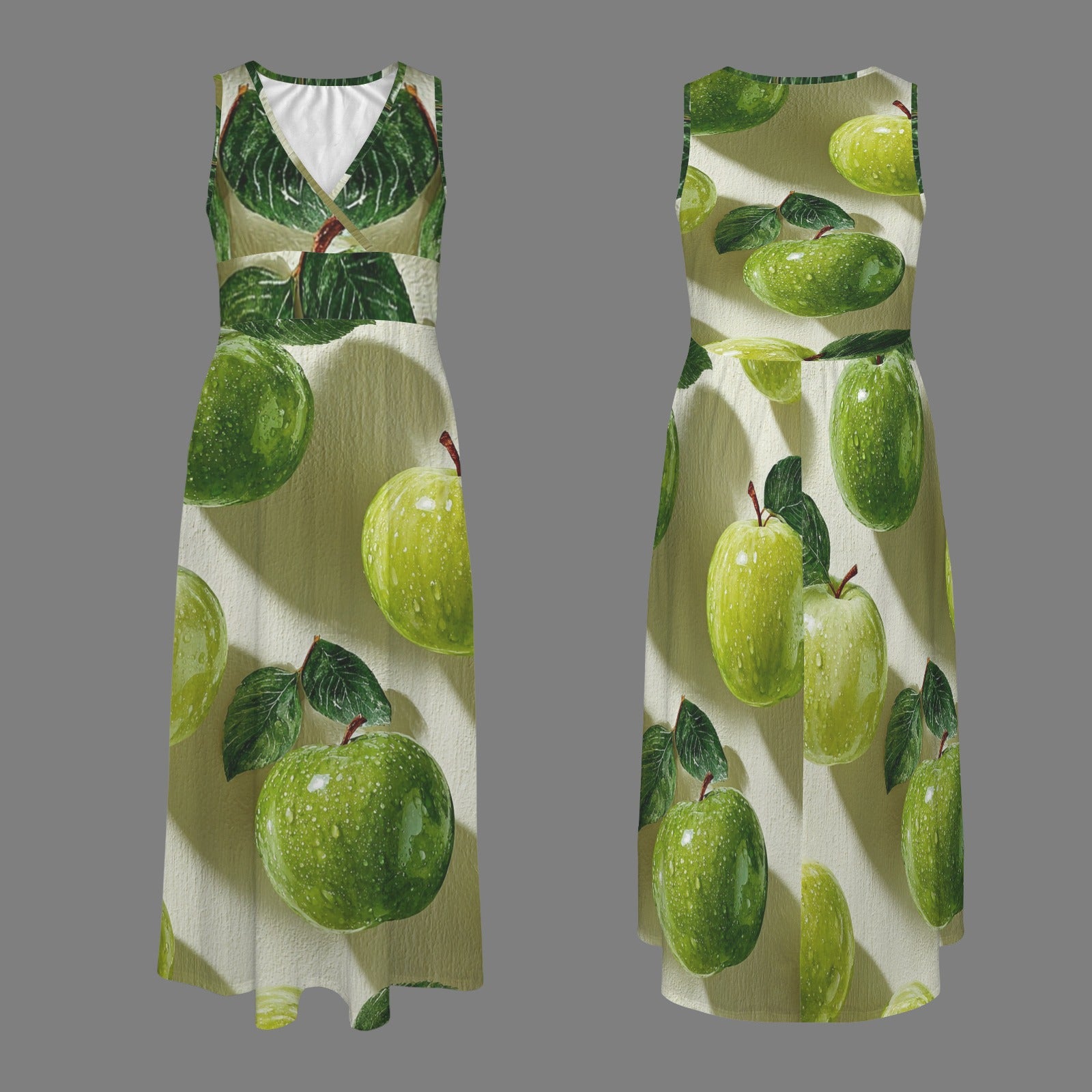 Maxi dress adorned with green apples
