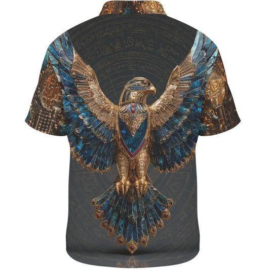 Short-sleeve shirt with an eagle design on a white background