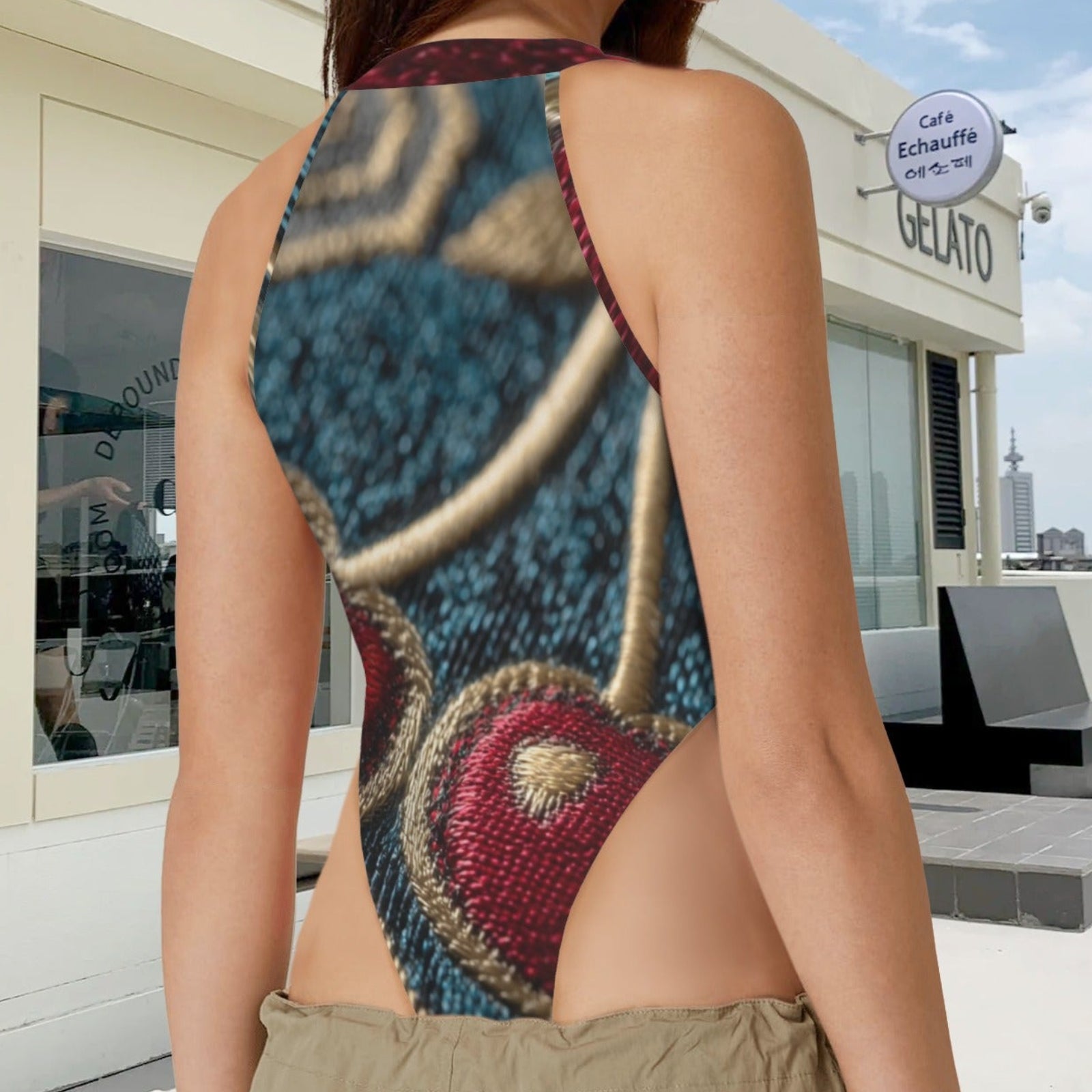 Cherry Geo Bodysuit Back View