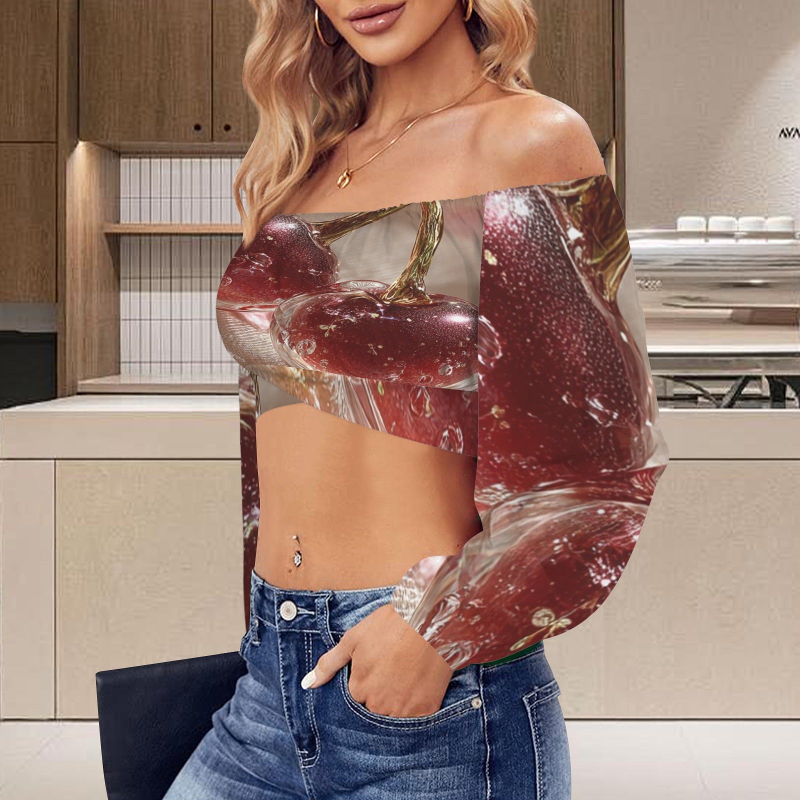 Cherry Voile Crop Top Side View