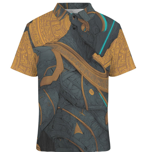 Short-sleeve shirt with intricate design on a white background