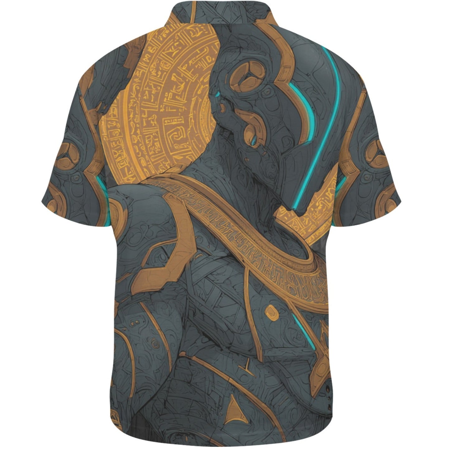 Short-sleeve shirt with intricate design on a white background