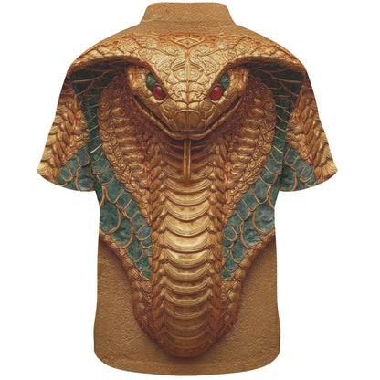 Short-sleeve shirt with a snake design on a white background