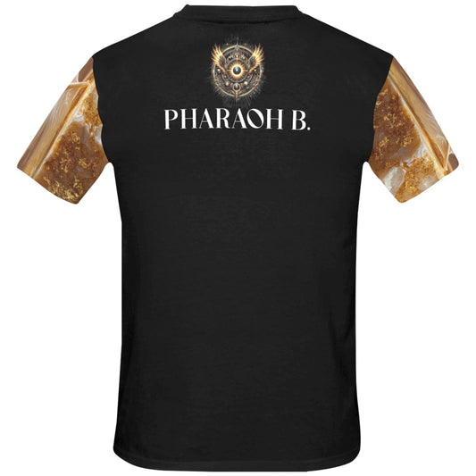 Black sleeveless shirt with 'PHARAOH B.' text and logo on a white background