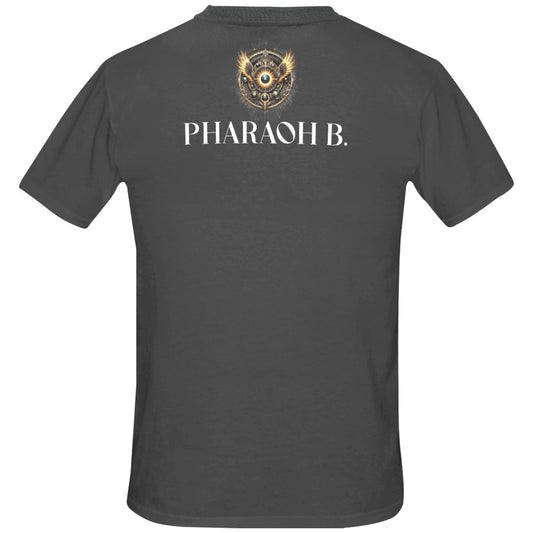 Gray t-shirt with 'PHARAOH B.' logo on a white background