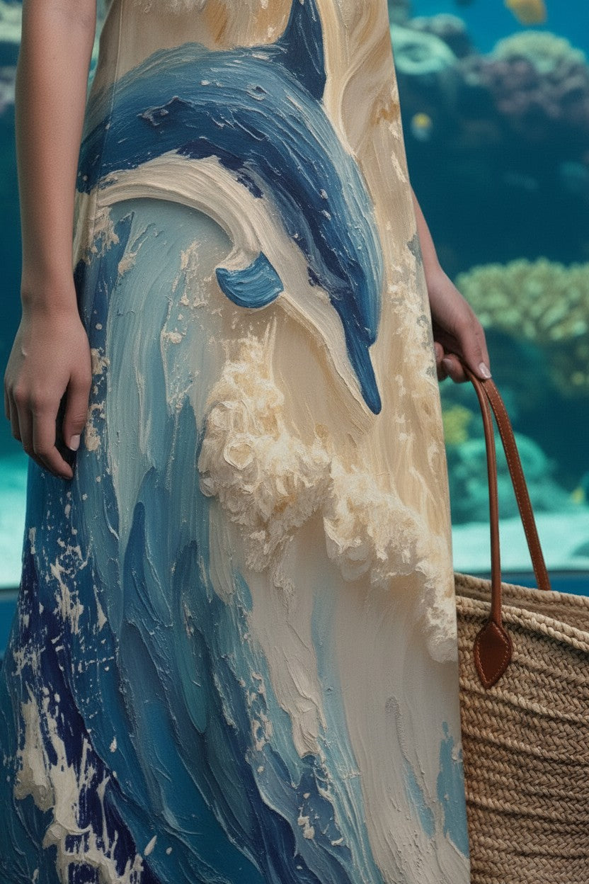 Dolphin Dreams: The Ethereal Ocean Flow Dress