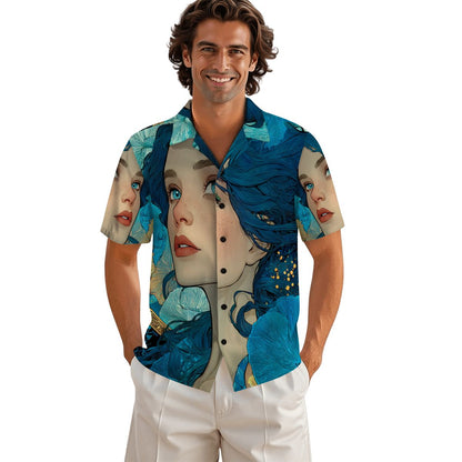 Siren’s Eyes: The Ethereal All-Over Print Button-Up