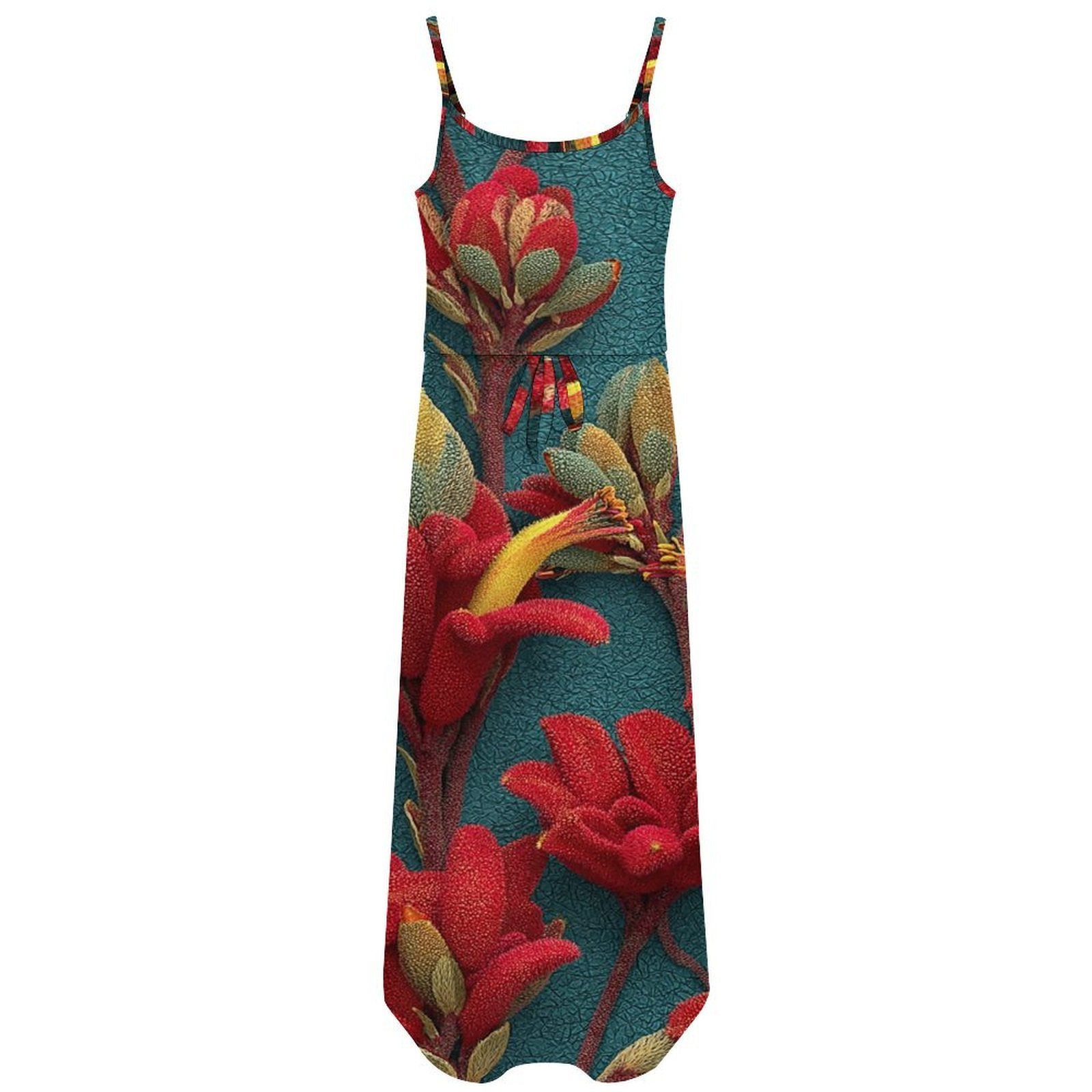 Custom Womens Spaghetti Strap Tie Waist Midi Dress