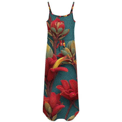 Custom Womens Spaghetti Strap Tie Waist Midi Dress