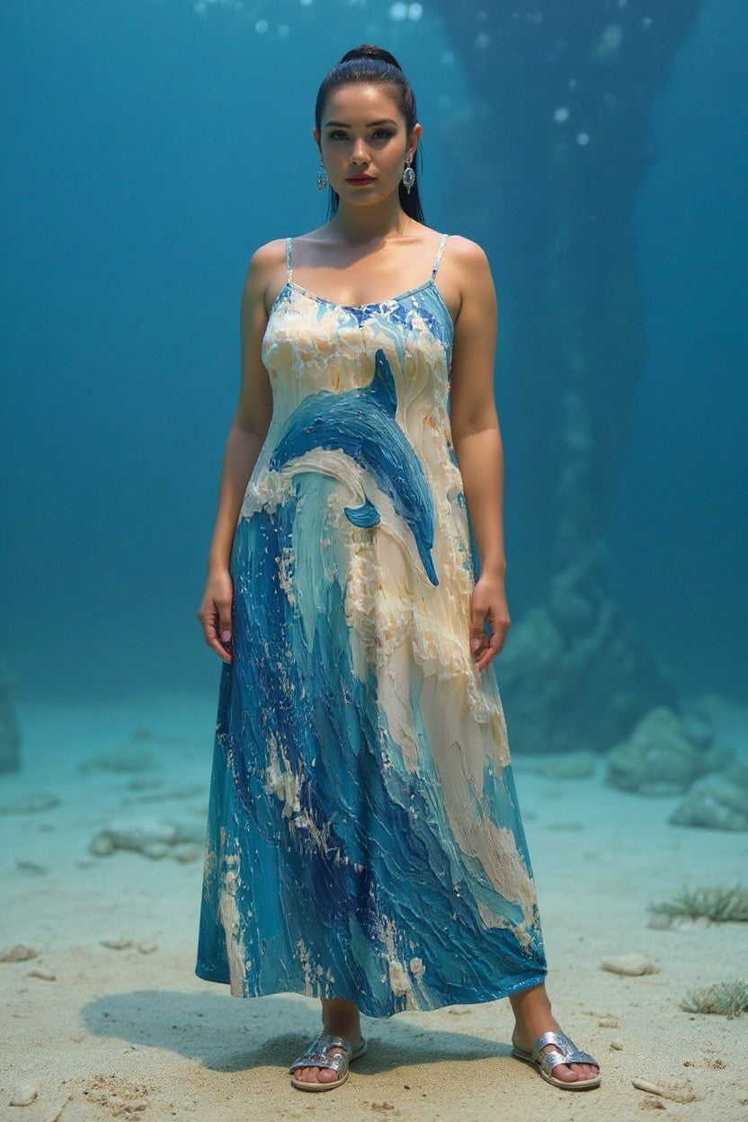Dolphin Dreams: The Ethereal Ocean Flow Dress