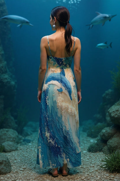 Dolphin Dreams: The Ethereal Ocean Flow Dress