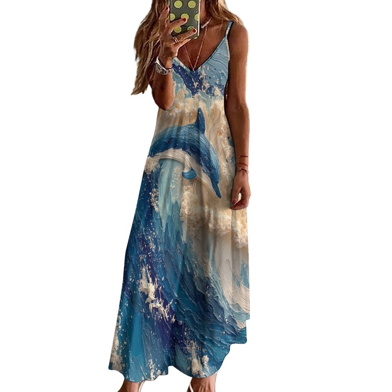 Women's Spaghetti Strap V-Neck Maxi Dress