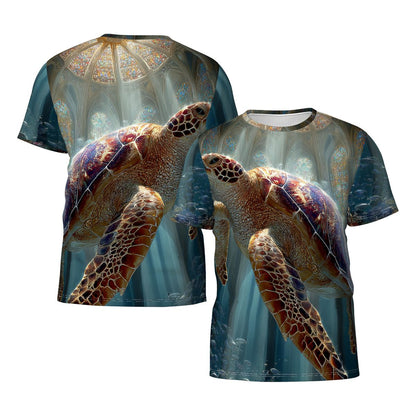 T-shirts with turtle design on a white background