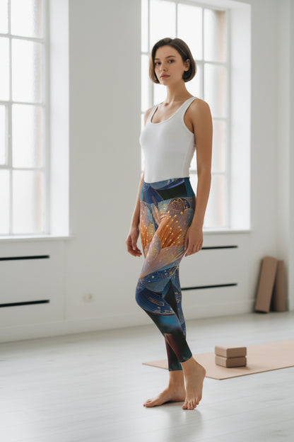 Galactic Lotus: High-Vibration Yoga Leggings