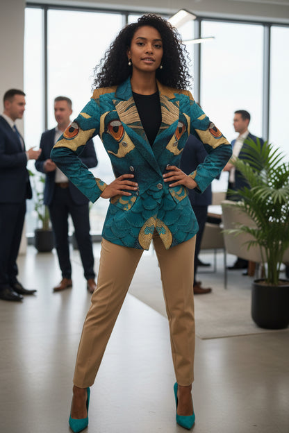 Regal Peacock: The Sovereign Ladies' Blazer