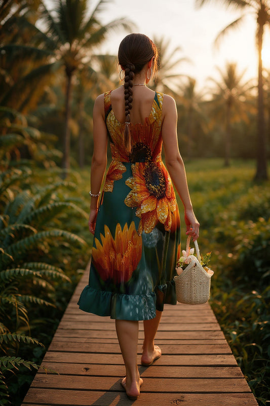 Sunflower Dream: The Solar Vitality A-Line Dress